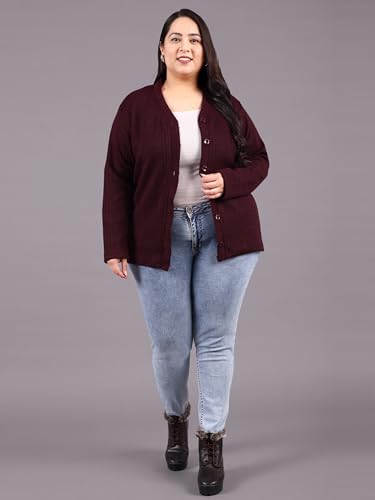 Image of HIFZAA Plus Size Sweater for Womens Woolen Full Sleeve Cardigan 3XL 4XL 5XL 6XL