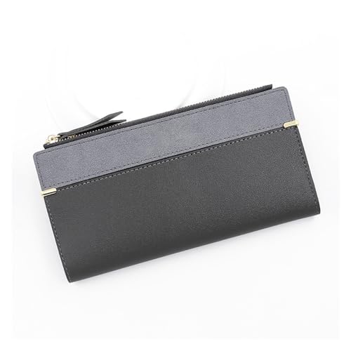 Sac à main long chic gris pour femmes avec porte-monnaie et finitions de maintien