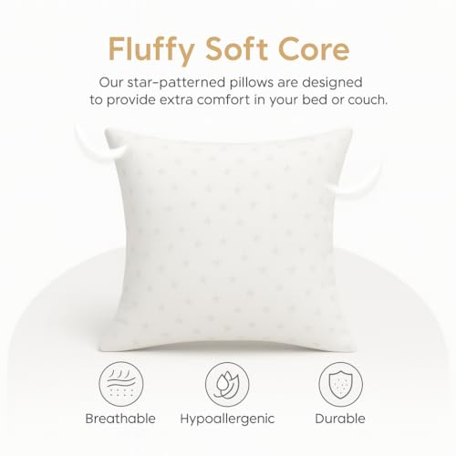 Image of Orchid Cushion Inserts for Sofa 24x24 Inch Pack of 4, Microfiber Filled Soft Square Cushions for Couch, Chair, Bed & Decorative Covers, Fluffy Support Pillow Pads, White