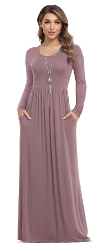 Image of VIISHOW Women's Long Sleeve Loose Plain Maxi Dresses Casual Long Dresses with Pockets