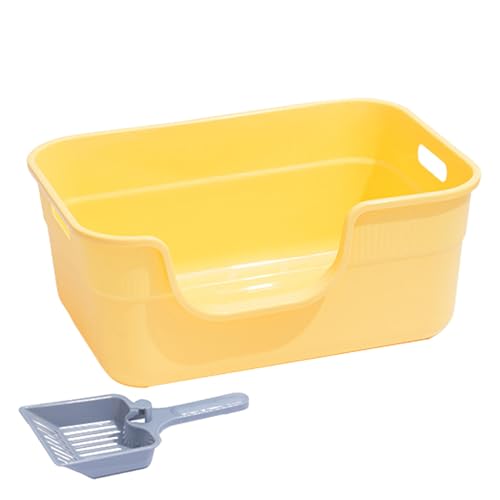 猫砂トレイ、猫砂受け皿 | ビスタプリント大容量トイレ オープントップ | ペット用品、ウサギ、子猫、大きな小さな猫用のオープントップこぼれ防止猫うんちボックス