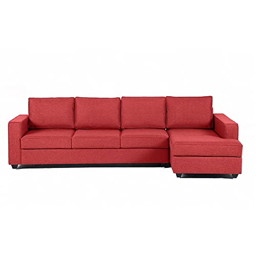 Image of Wakefit Sofa Set | 3 Year Warranty | Sofa 3 Seater, 3 Seater Sofa for Living Room, Wooden Sofa Set, 3 Seater + Right Aligned, Sofa for Living Room - Napper(Omega : Red)
