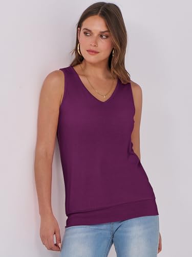 Image of ANRABESS Women Tank Tops Summer V Neck Sleeveless Casual Loose Fit Cute Cami Basic T Shirts Solid Tees 2026 Trendy Outfits