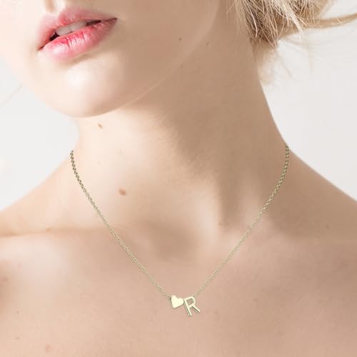 Collier coeur initiales plaqué or gravure fine haute finition - 6
