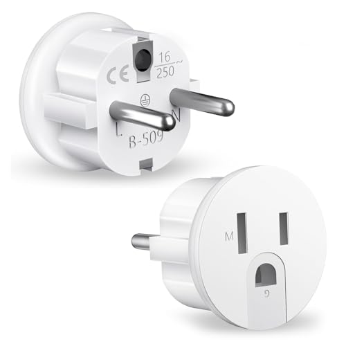2 Pièces Adaptateur Prise France vers USA, Adaptateur Prise USA, Adaptateur de Voyage US vers EU, Prise Americaine Adaptateur Francais, Adaptateur US vers France