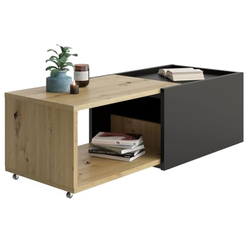 Table basse extensible FMD Möbel Sleeve chêne vieilli et noir - 5
