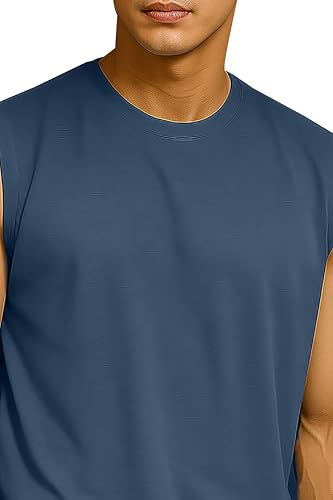 Image of JUGULAR Tank Tops Sleeveless T-Shirt for Men Gym Wear Vest Solid Stylish Round Neck Running for Sports Workout Fitness & Casual or Beach Wear