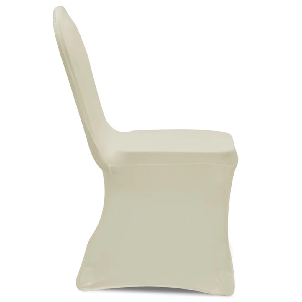Stretch Stuhlhussen 12 STK Creme | Für Stühle bis 100 cm Höhe, 10% Spandex, Dehnbar, Für Hochzeiten Bankette Konferenzen