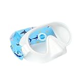 Splash Place SWIM MASK with Fabric Strap - Shark Attack | Fun, Fashionable, Comfortable - Kids Swim Goggles with Nose Cover