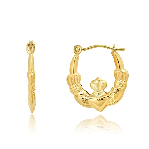 14k Solid Yellow Gold Hoops in Various Styles with Click-top Closures