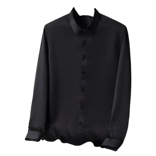 Image of Men's Satin Solid Full Sleeves Regular Fit Shirt