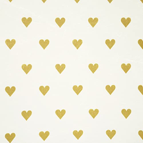 Image of Lush Decor Baby Boho Metallic Hearts Allover Hearts Soft & Plush Fitted Crib Sheet, 52 inchx 28 inch x 9 inch, White & Gold