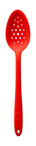 GIR: Get It Right Silicone Spoon, High Heat Resistant Kitchen Tool - Non toxic cooking utensils for Nonstick Cookware, Cooking, Baking and Mixing, Perforated - 13IN, Red