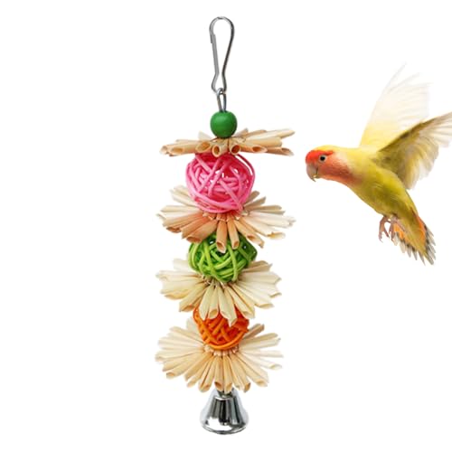 Naqqios Jouet De Paille D'Oiseaux - 15G Foreging Mastic Perroquet, Jouets Colorés De Déchiquetage Suspendu | Jouet D'enrichissement Durable, Fourniture De Cage Pour Crochets En Métal