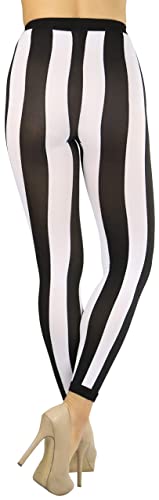Image of ToBeInStyle Women's Wide Vertical Stripe Footed Footless Opaque Tights Leggings