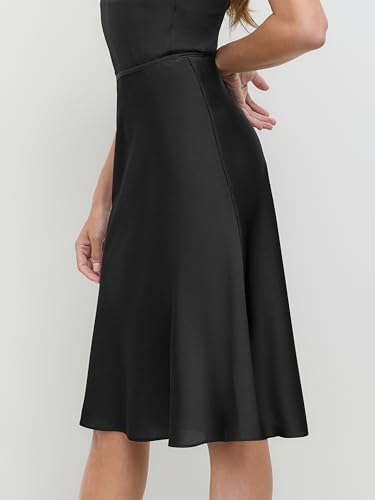 CIDER Satin Skirts Ruffle Bias Cut High Waist Knee Length Midi Skirt Elegant Party Skirt2