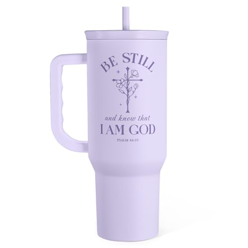 Image of SANDJEST Christian Gift for Women - Insulated Stainless Steel Tumbler with Handle and Straw - Religious Inspirational Gifts for Birthday Christmas, 40oz