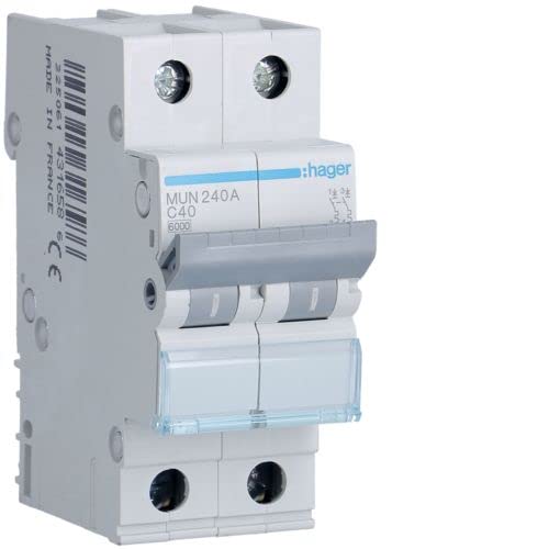 Hager MUN250A Interruptor Automático Magnetotérmico Serie MU, 2P, 50A, curva C, 6KA