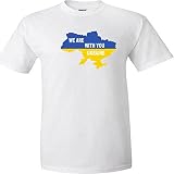 FANGS Ukraine 71400 T-shirt pour homme et femme 100 % coton avec support de solidarité ukraine soutien de guerre, Noir , M