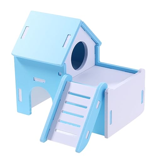 HAPINARY ハムスターの家 ケージ ねずみ モルモットの檻 うさぎ ハンモック 屋外 タープ hamster ハムスター pets ハムスターの生息地 ドワーフハムスターハウス 木製 Blue