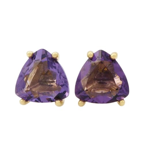 Boucles d'oreilles améthyste naturelle et argent 925 doré haut de gamme
