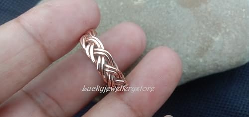 Solid Copper Braided ring, Stackable Arthritis Rings, Braied Unique Women's Statement Handmade bride Ring Jewelry,2