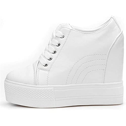 Image of ACE SHOCK Women Wedges Sneakers with Hidden Heel Ankle High Platform Walking Shoes Fashion Bride Wedding Shoes