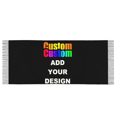 RoPox Écharpes personnalisé Echarpe Foulard Châle, Châles Doux et Cchauds à Grands Pompons - Ajoutez votre motif ici, Écharpe respirante unisexe