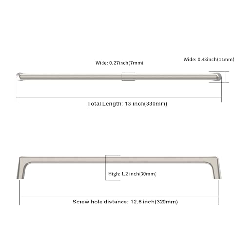 Image of Asidrama 6 Pack 12.6 Inch(320mm) Brushed Satin Nickel Cabinet Pulls Cabinet Handles Cupboard Handles Kitchen Cabinet Hardware for Cupboard Drawer Pulls