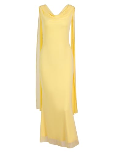 Parthea Women's Summer Formal Wedding Guest Dresses Sleeveless Backless Long Elegant Evening Party Maxi Bodycon Dress Yellow