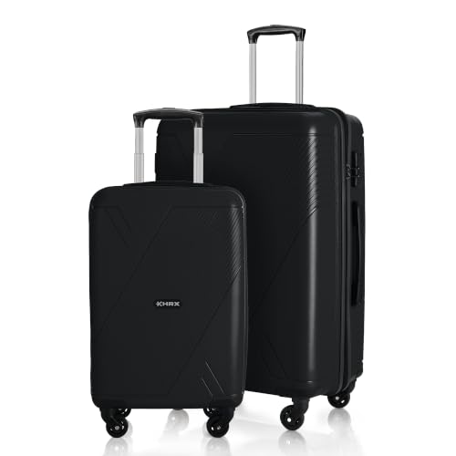 HRX Icon 2Pc Set (Cabin + Medium) Haileys Black Polypropylene Hard Shell Suitcase Set - Premium Travel Trolley Bags with 4 Spinner Wheels, Number Lock & Water Resistant Body Deal