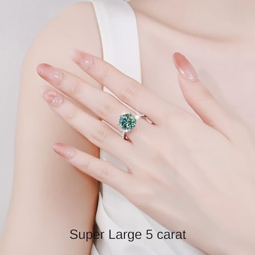 5 Carat Moissanite Rings for Women D Color VVS1 Blue/Yellow/Green Diamond Rings Moissanite Engagement Wedding Rings for Women with Certificate4