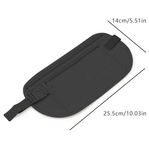 Image of Secure Travel Money Belt, Anti-Theft Passport Holder Travel Wallet for Men Women, adjustable Elastic Concealed Money Belt for Women Men Running Dog Walking (Black)