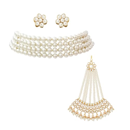 Image of Peora Traditional Maharani Haar Necklace with Earrings Bridal Jewellery Set Gift for Women