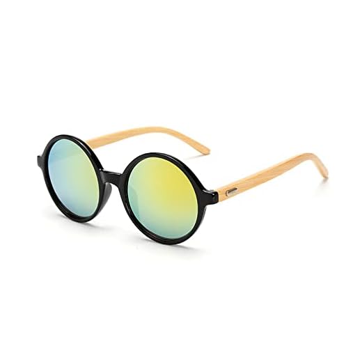 Óculos de sol Coating Steampunk Shades Masculino Feminino Óculos de Bambu Perna Óculos de Sol Masculino Feminino Retrô Redondo, C, Tamanho Único