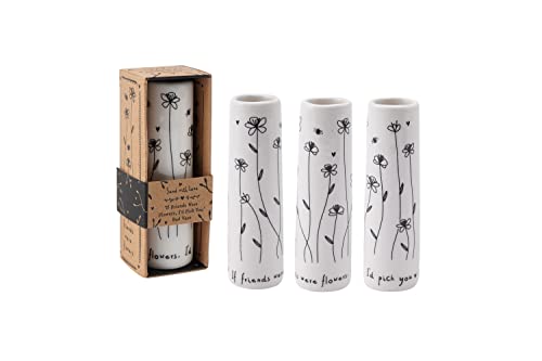 CGB Giftware | If Friends Were Flowers I’d Pick You Ceramic Floral Bud Vase | Black and White | Flowers | Gift Box | Gift For Home | Send With Love Range | GB06941