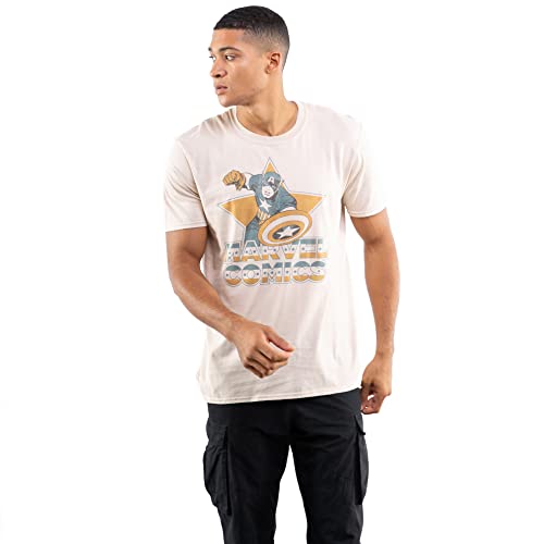 T-shirt Marvel Captain America homme sable XL en coton de collection Marvel Con