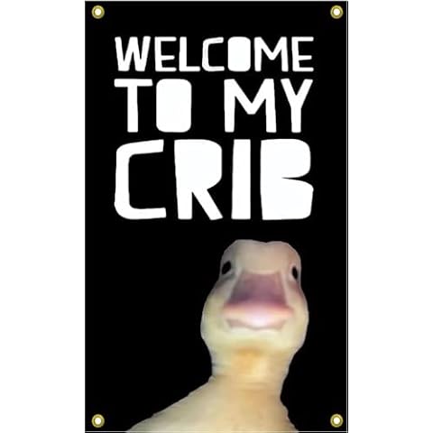 Lixure Welcome to My Crib Flag 3X5 ft Funny Duck Flag with 4 Brass Grommets for College Dorm Room Decor Party Bedroom Wall 90x150 cm, Vivid Color Fade Resistant, Double Stitiched Edges Cover