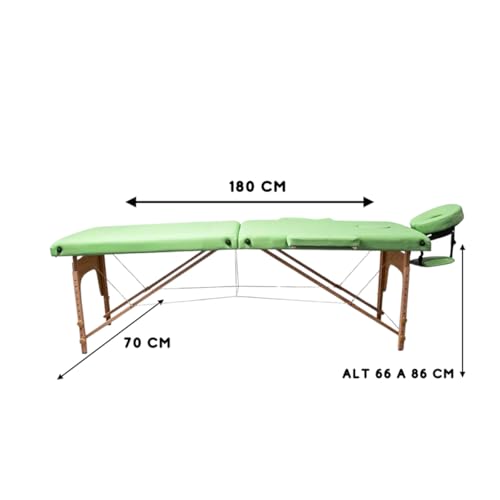 Maca Dobrável Madeira 250kg Estética Massagem Portátil Cor Verde - Gold - Modelo Luxo 1,80x70cm