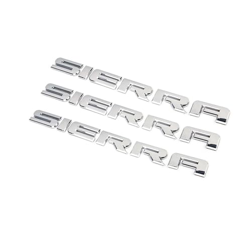 Image of 3PC Chrome Sierra Nameplates Letter Emblems Badges 2007 to 2019 Glossy for 2500Hd 3500Hd Sierra Emblem