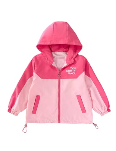 Toddler Boys Girls Windbreaker Jacket Fashion Hoodies Outwear Coat Zipper Raincoat，3T-12T