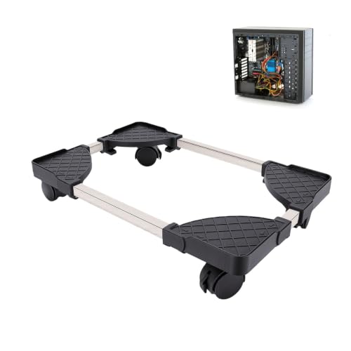 Soporte para torre de computadora Asixxsix, soporte móvil ajustable para CPU con 4 ruedas giratorias, compatible con la mayoría de PC, para oficina y gamers (Negro) miniatura 2