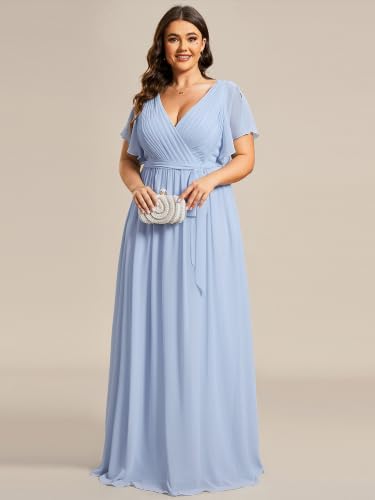 Image of Ever-Pretty Plus Women's Chiffon Maxi Plus Size Formal Bridesmaid Dresses