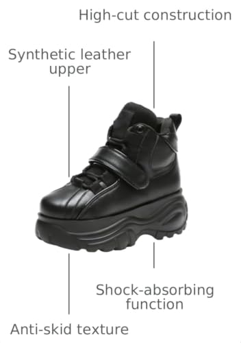 Image of ANUFER Women's Goth Punk High /Low Top Platform Chunky Sneakers Lace Up Wedgel Heel Dad Shoes