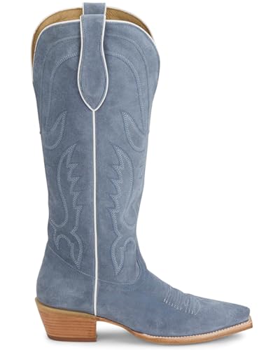 Tony Lama Women's Derby Liz Tall Western Boot Snip Toe Light Blue 10 M US2