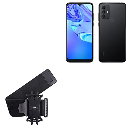 BoxWave Holster Compatible with TCL 305 - ActiveStretch Sport Armband, Adjustable Armband for Workout and Running - Jet Black