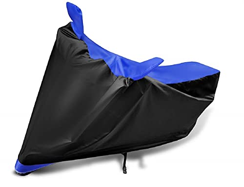 Image of Auto Hub Bike Cover Compatible with Hero Passion Plus with Mirror Pocket, Dustproof, Heat Resistant, Triple Stitched, Passion Plus Bike Cover- Black, Blue
