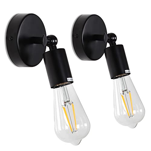 TYhogar 2 Pièces Applique Murale Interieur Industrielle, Orientable à 180° Mural Fer Applique Lampe Murale Vintage Appliques Wall E27 Decoration Murale Rétro pour Chambre Salon Couloir Bar Cover