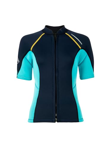 Chamarra de Neopreno para Mujer Manga Corta 1.5mm, Chaqueta de Buceo y Surf, Azul Marino Talla X-Small miniatura 1