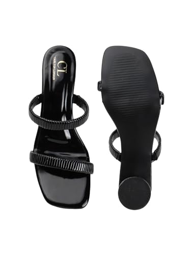 Image of Carlton London Women Comfortable Casual Sandal with Block Heels, Square Toe for Casual and Wear